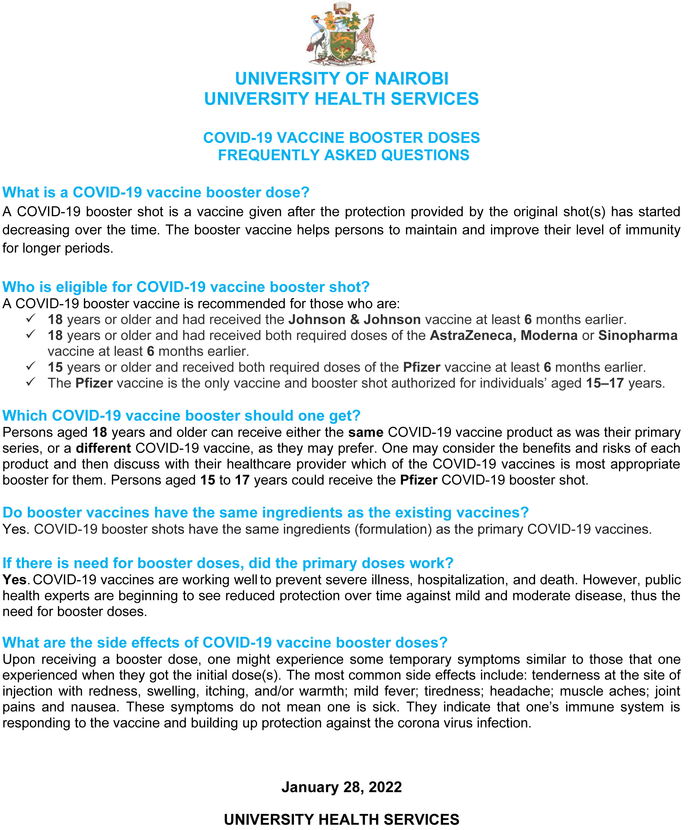 COVID-19 VACCINE BOOSTER DOSES FREQUENTLY ASKED QUESTIONS.