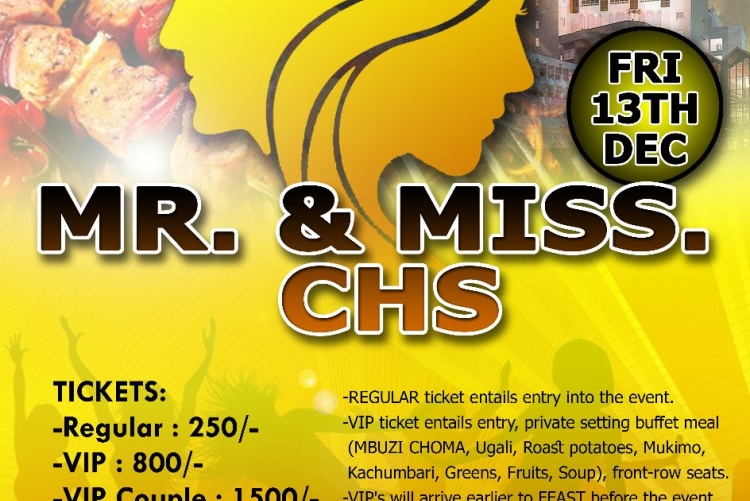 Mr and Miss College of Health Sciences poster.