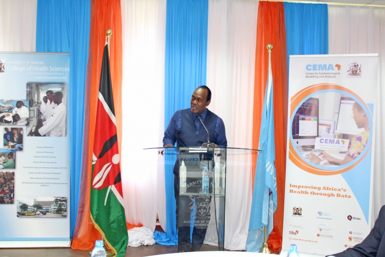 Media personality Jeff Koinange moderates the session during the launch.