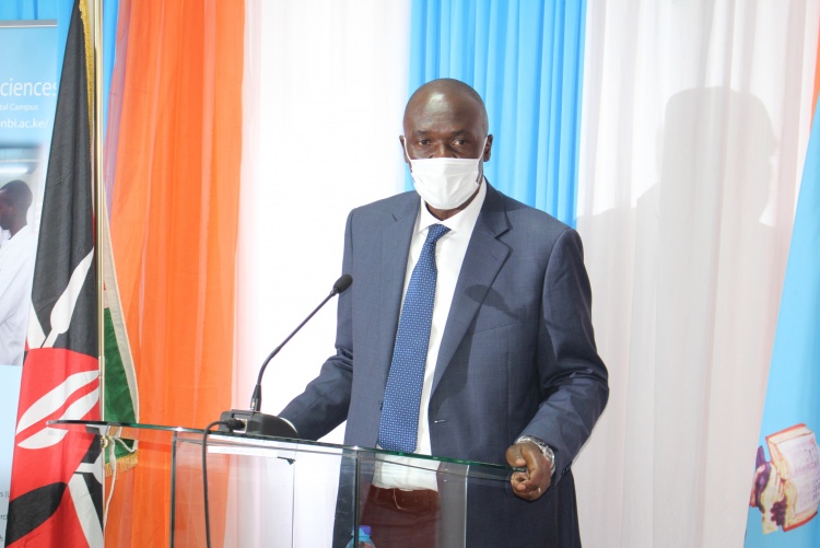 Dr. Patrick Amoth, acting Director General Ministry of Health delivers his address during the official launch of CEMA.