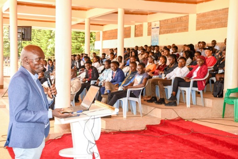 Dr. Francis Wanyama giving a public lecture at Chuka University.
