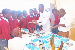 Prospective students visit the University of Nairobi College of Health Sciences stand at the Mang'u Career Fair 2020.