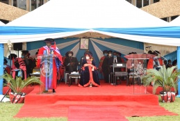 University of Nairobi Vice Chancellor, Prof. Stephen Kiama delivers his address during the 63rd graduation ceremony.
