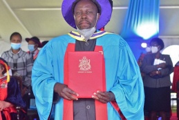 Professor Fredrick Were being conferred with the Degree of Doctor of Science during the 65th University of Nairobi graduation ceremony.