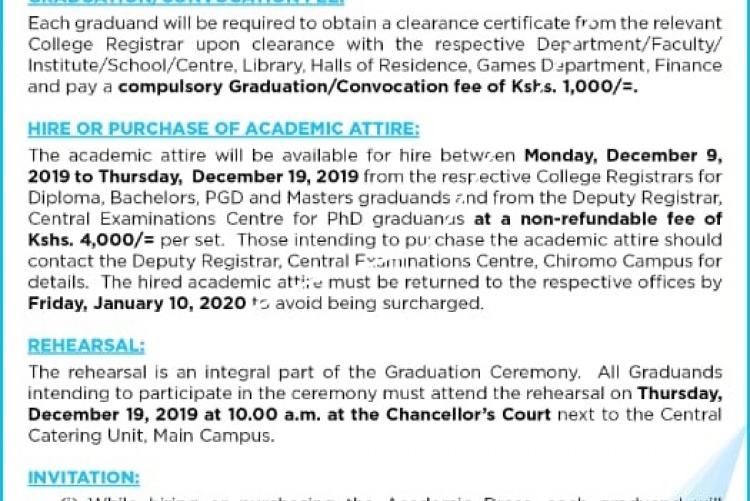 62nd graduation ceremony announcement.