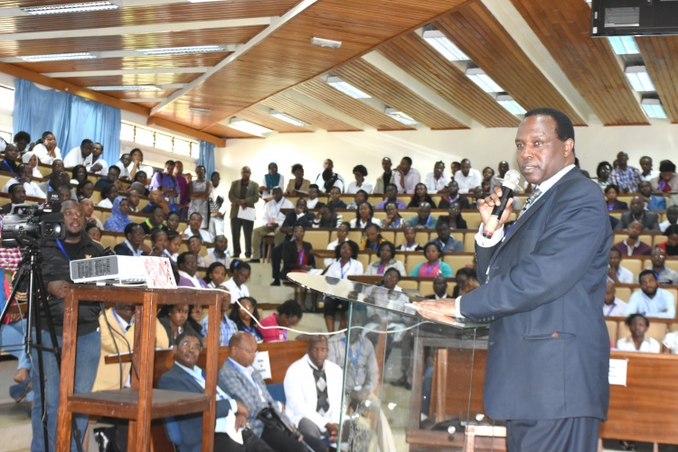 College of Health Sciences Principal Prof. James Machoki at a past event at the college.