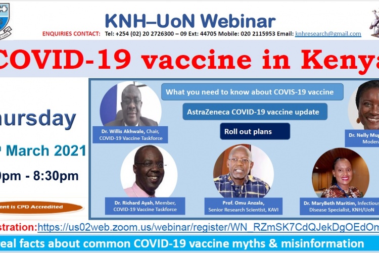 COVID-19 vaccine webinar poster.