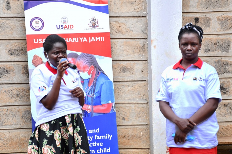 Beneficiaries of the Baba Dogo free maternity clinic giving their speeches.