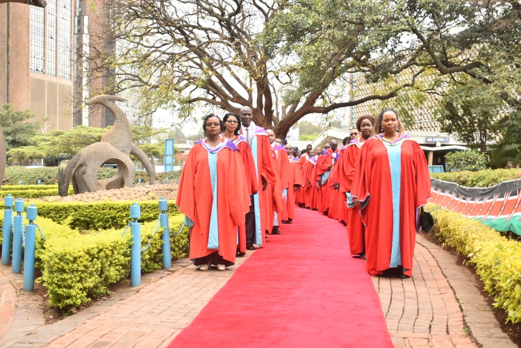 Graduands lined up for the procession 