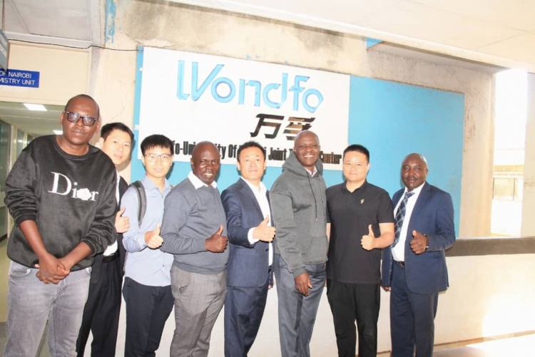 FHS Dean Prof. Daniel Ojuka with the delegation from Wondfo Biotech and UoN-FHS.