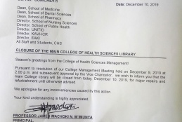 Closure of CHS main library.