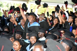 Graduands in celebration during UoN 62nd graduation ceremony on 20th December, 2019.