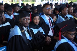 Faculty of Health Sciences graduands follow 72nd graduation ceremony proceedings at the Graduation Square.