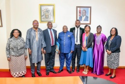 DVC - Finance, Planning and Development, Prof. Josiah O. Aduda receives VC for IUEC, Prof Jules-Roger Kuiate and a delegation from Department of Public and Global Health led by Dr. Rose Opiyo.