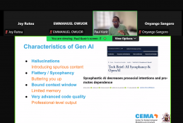 Dr. Paul Korir speaking  at  the virtual seminar.